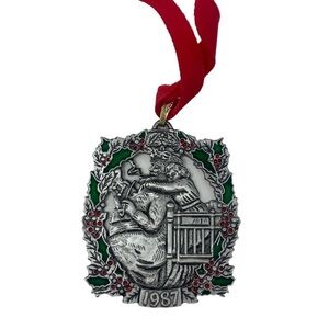 Vintage 1987 FORT Christmas “Caught” Genuine Pewter Ornament